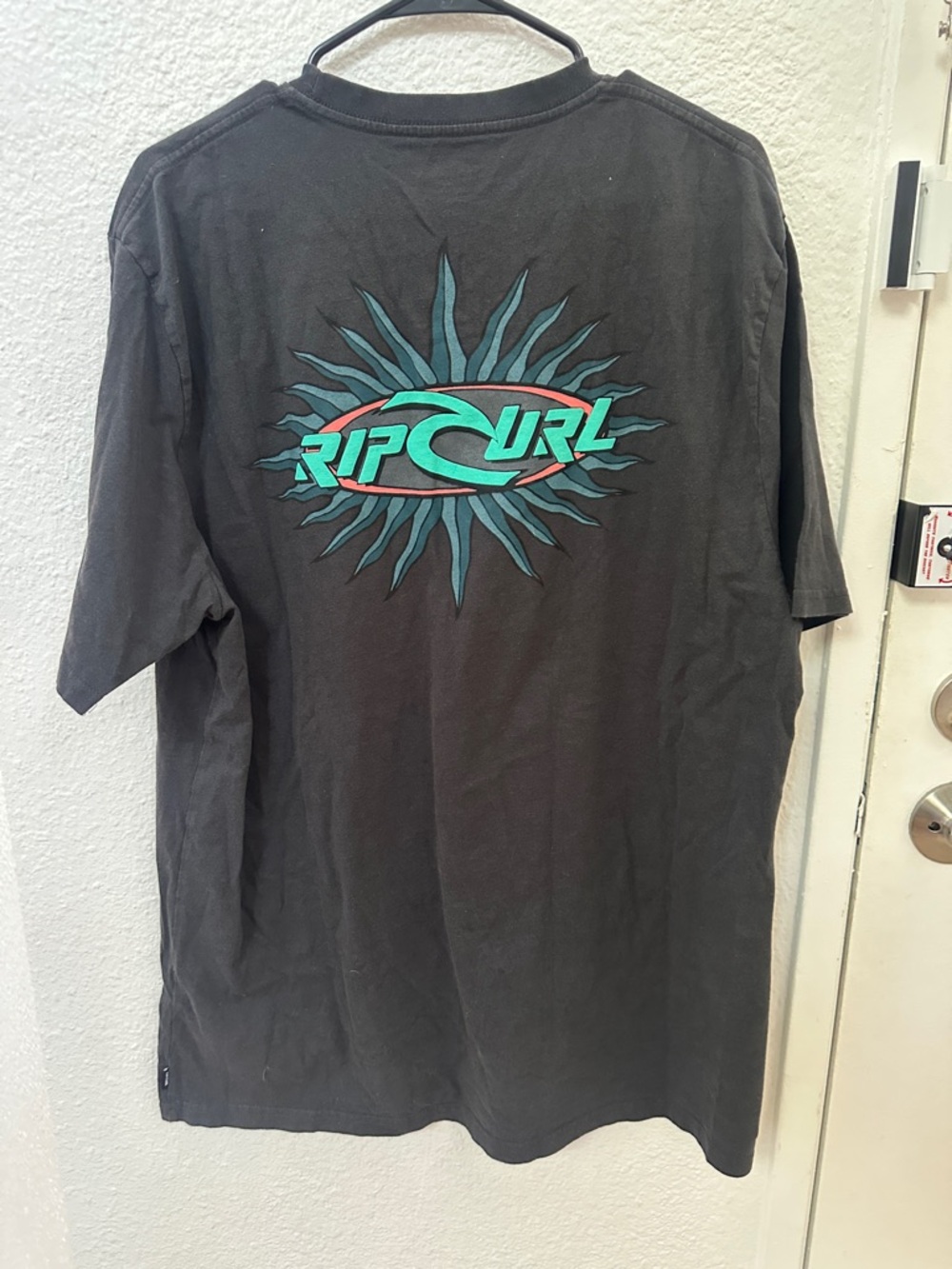 Rip Curl Black Short-Sleeve Crew Tee with Teal Logo